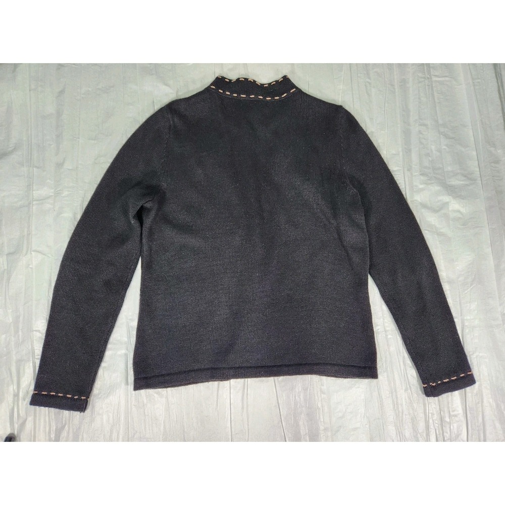 TimberLea Vintage Christmas Black Sweater Embellished Cardigan Small S Ornaments - Picture 8 of 8